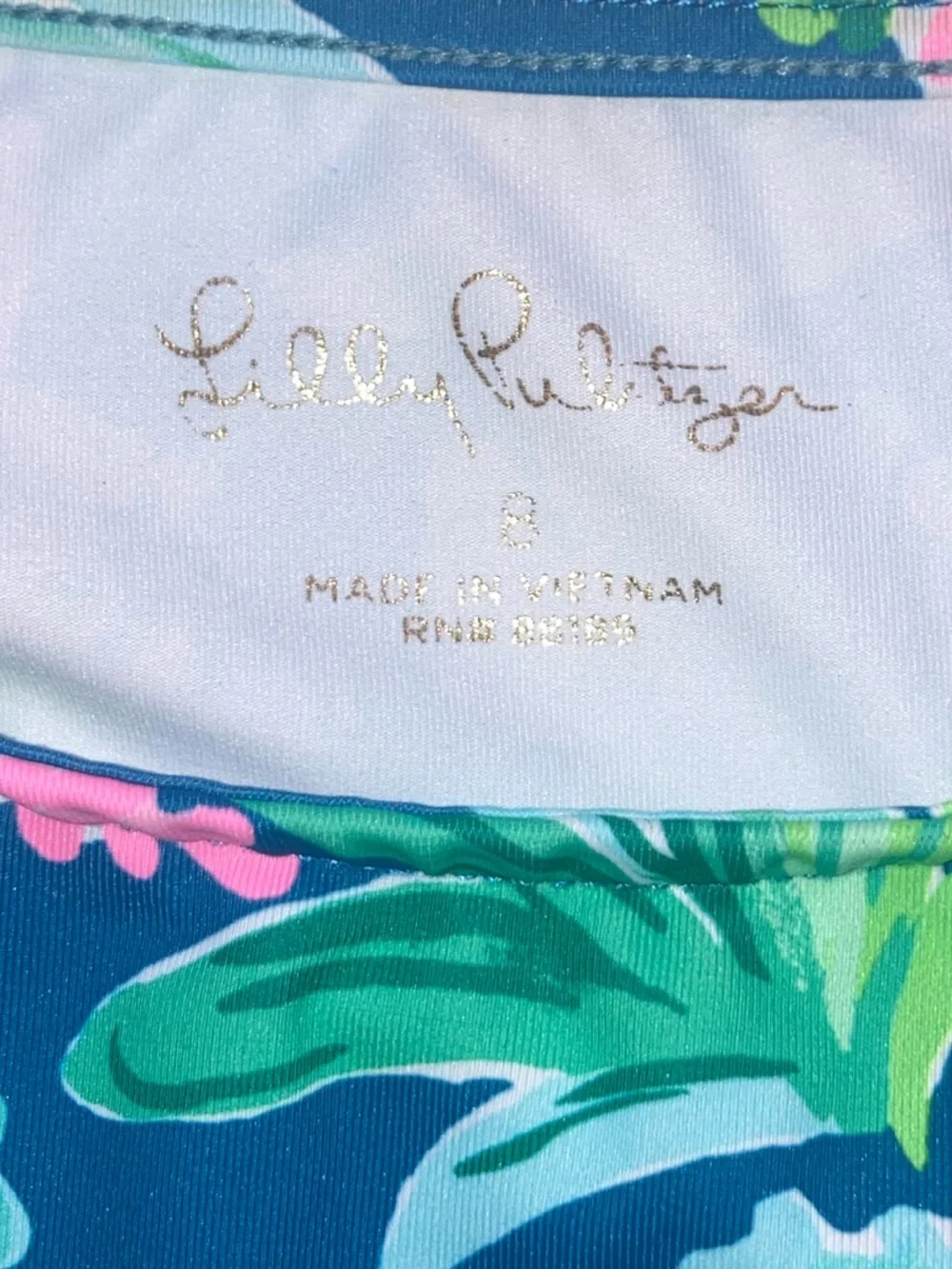 Lilly Pulitzer Navy with Pink & Aqua Floral Swim Top